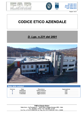 Fonderia FAR - CODICE ETICO